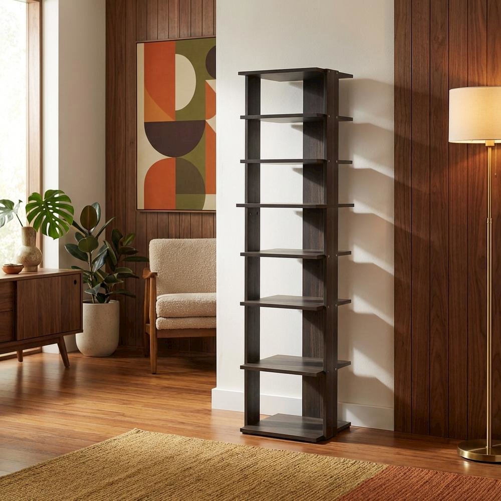 Espresso 8-Tier Vertical Shoe Tower, Free Standing Space Saving Closet Organizer