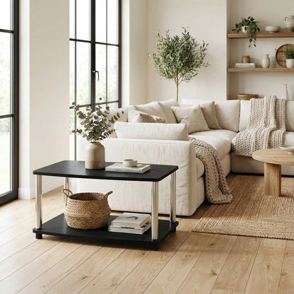 Engineered Wood TV Stand with Americano/Chrome Finish, Elevated Design