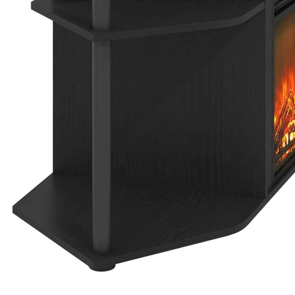 Open storage corner fireplace TV stand, 55-inch TVs, Engineered Wood