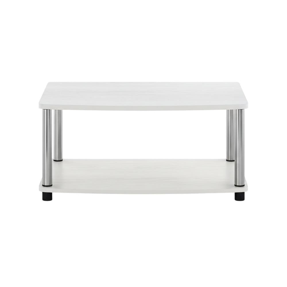 Chrome TV Stand, Elevated 2-Tier Design, Engineered Wood Construction