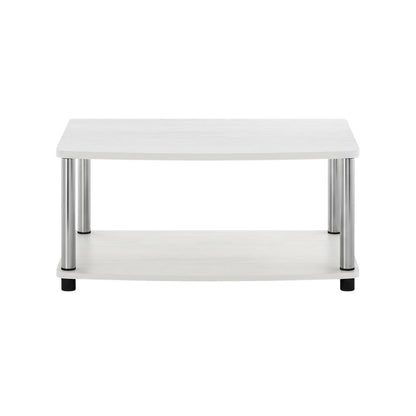 Chrome TV Stand, Elevated 2-Tier Design, Engineered Wood Construction