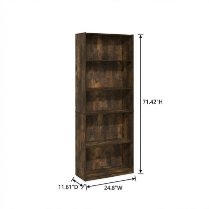 Engineered Wood Bookcase in Finish with Open Shelves for Living Room Storage
