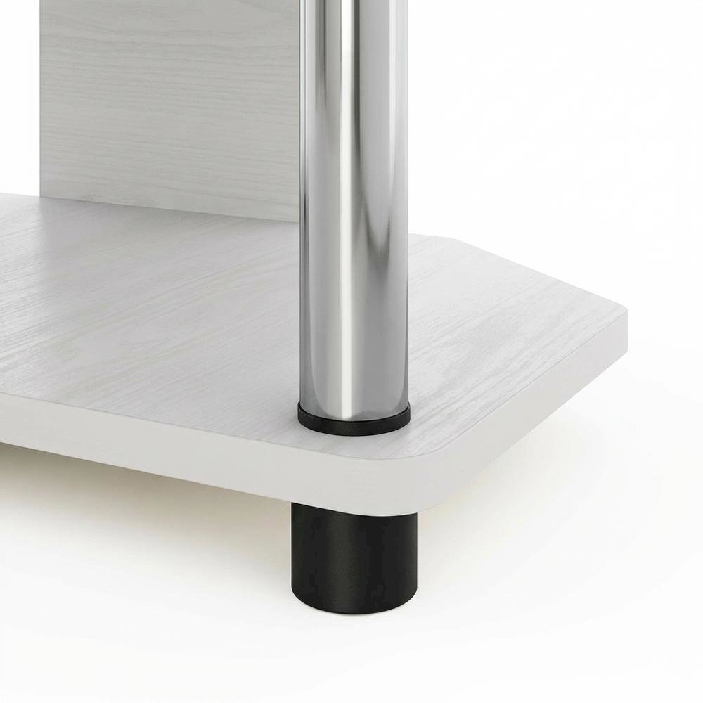 Engineered Wood TV stand, modern white oak, chrome accents