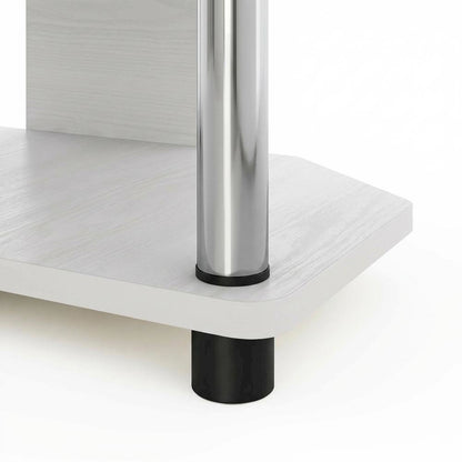 Engineered Wood TV stand, modern white oak, chrome accents