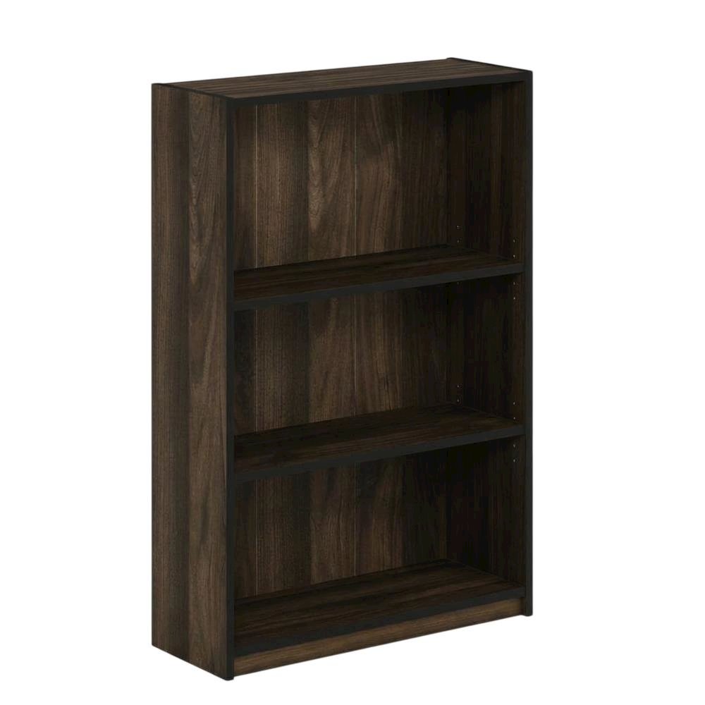 Engineered Wood 3-Tier Adjustable Shelf Bookcase in Walnut Finish