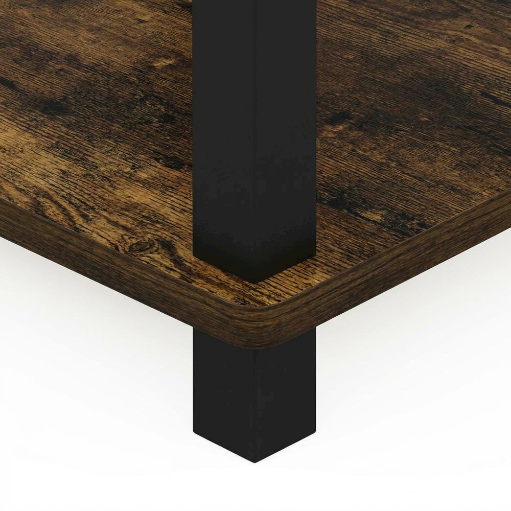 Amber Pine and Black 3-Tier End Table with Open Shelving and Modern Style
