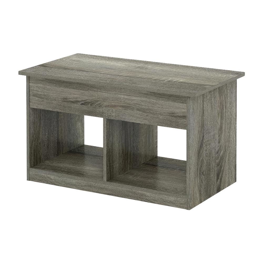 French Oak Gray Lift Top Coffee Table, Storage Compartment, Durable Surface