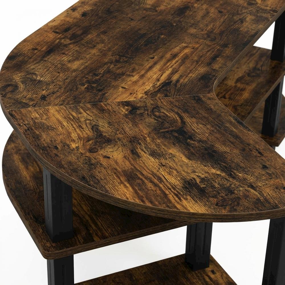 Engineered Wood TV Stand with Amber Pine and Black Finish