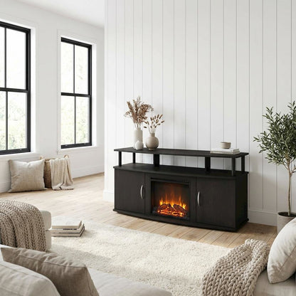Brown Electric Fireplace TV Stand with Spacious Storage for TVs up to 55 Inches