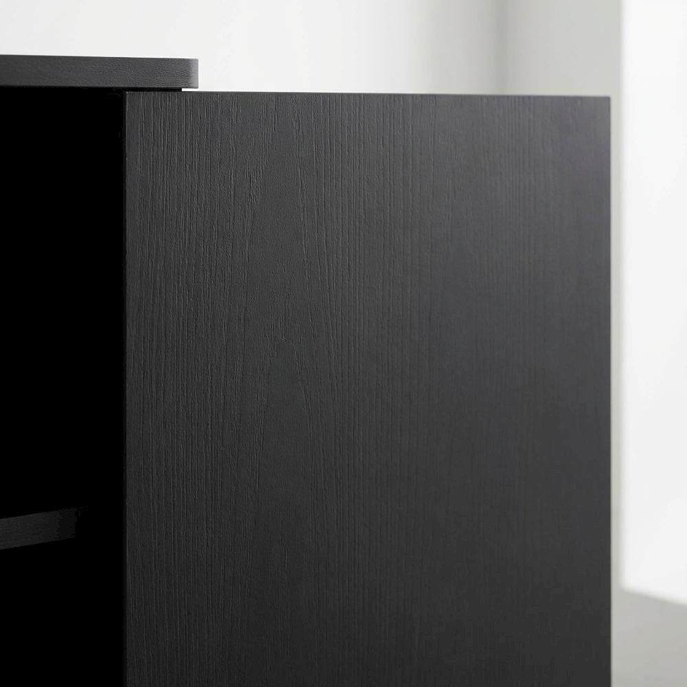 Engineered Wood TV Stand with Storage Cabinet and Tall Design in Blackwood/Black