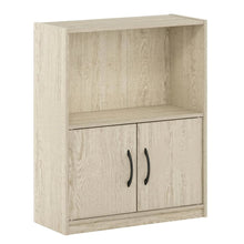 2-Tier Open Shelf Bookcase with Doors Storage Cabinet for Living Room