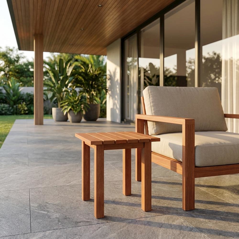 Oil Outdoor Patio End Table In Finish For Garden, Porch
