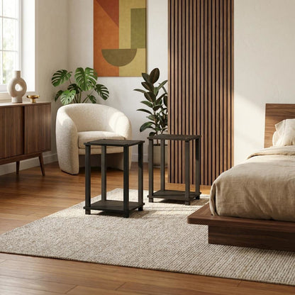 Nightstand Set with Engineered Wood Finish and Compact Design