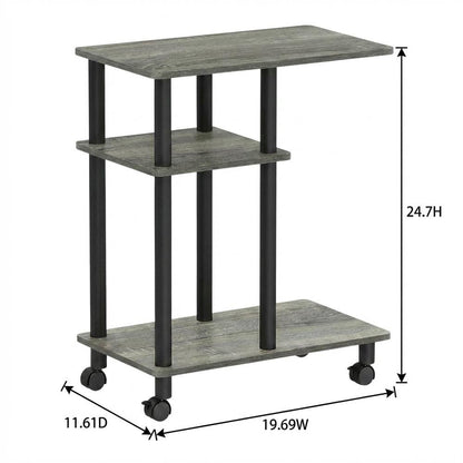 U-Shape Sofa Side Table, Rolling Casters