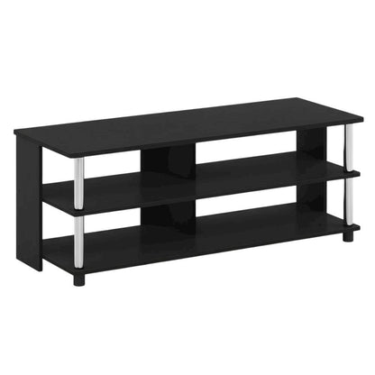 Engineered Wood TV stand in Americano finish with stainless steel tubes