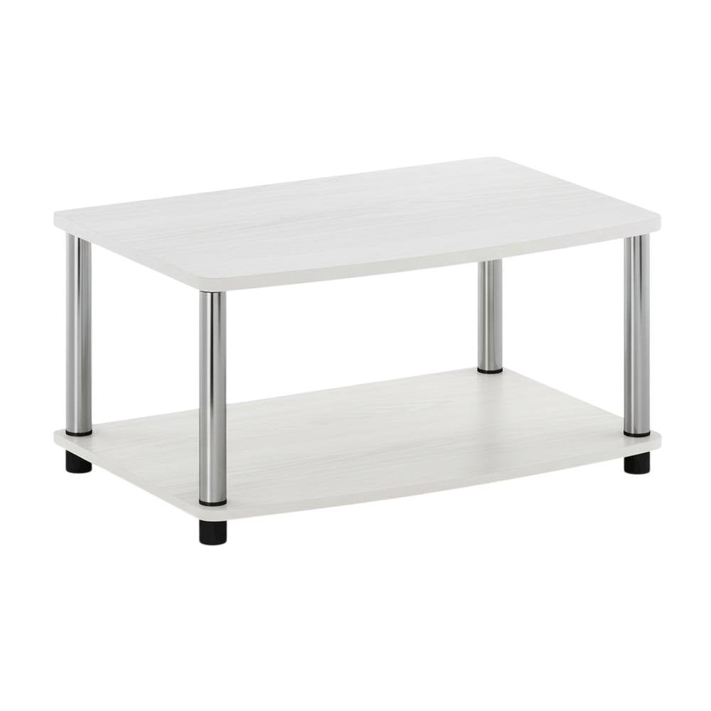 Chrome TV Stand, Elevated 2-Tier Design, Engineered Wood Construction