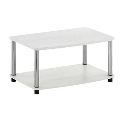 Chrome TV Stand, Elevated 2-Tier Design, Engineered Wood Construction