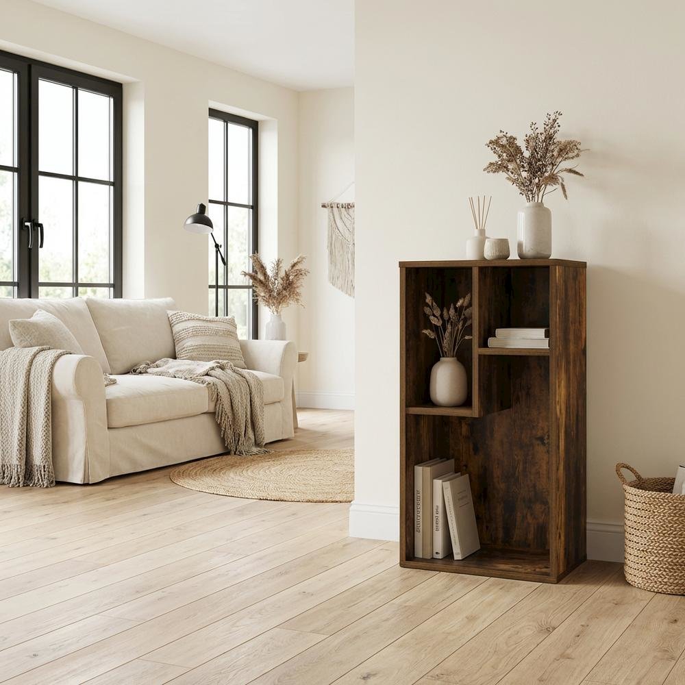 3-Cube Irregular Bookcase with Storage Organizer