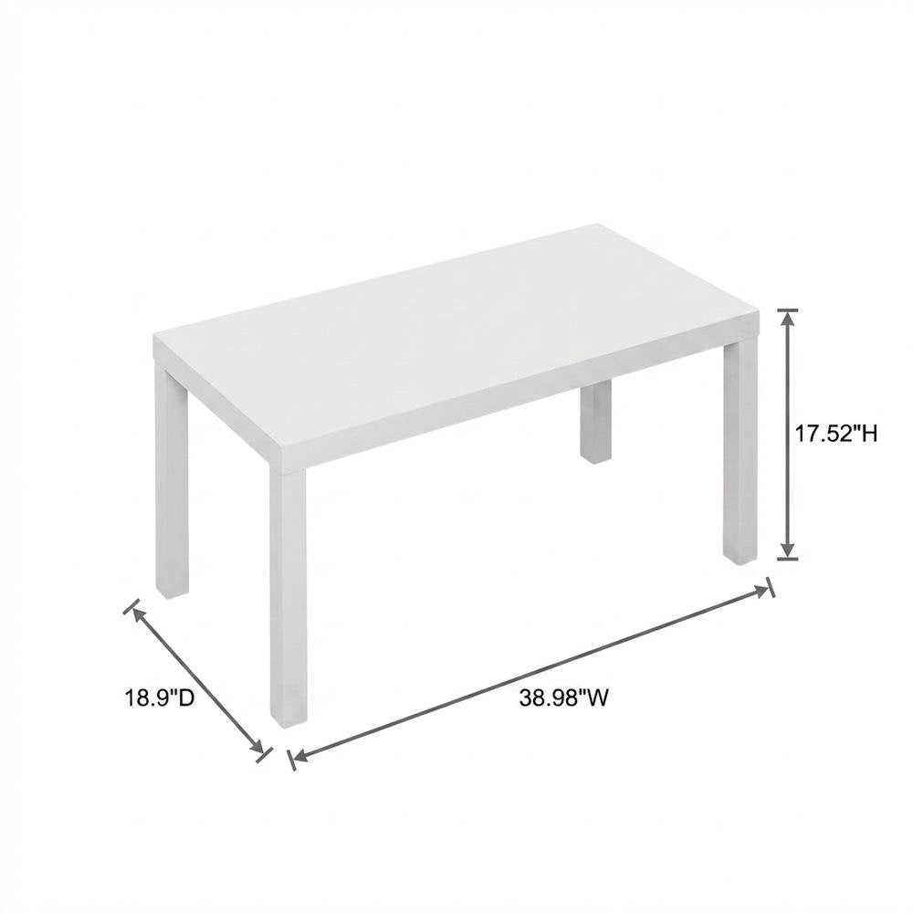 White Rectangle Coffee Table with 2 Side Tables, 1.8-Inch Thick Top, 3-Piece Set