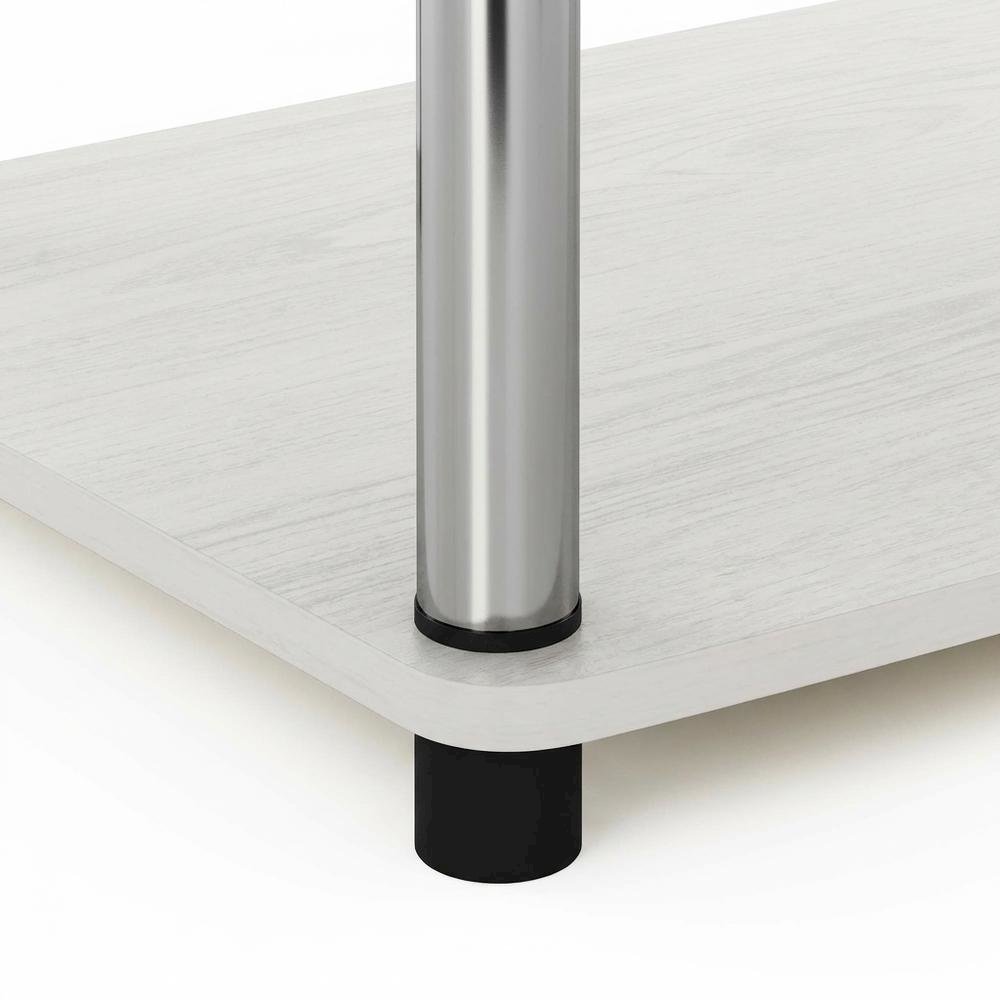 Chrome TV Stand, Elevated 2-Tier Design, Engineered Wood Construction