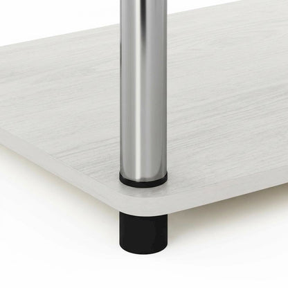 Chrome TV Stand, Elevated 2-Tier Design, Engineered Wood Construction