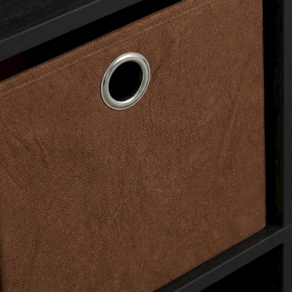 3x2 Engineered Wood Bookcase with Bins in Medium Brown for Organized Storage