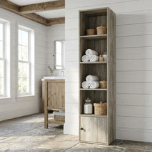 5-Tier Shelf Bookcase with Door Storage Cabinet for Living Room