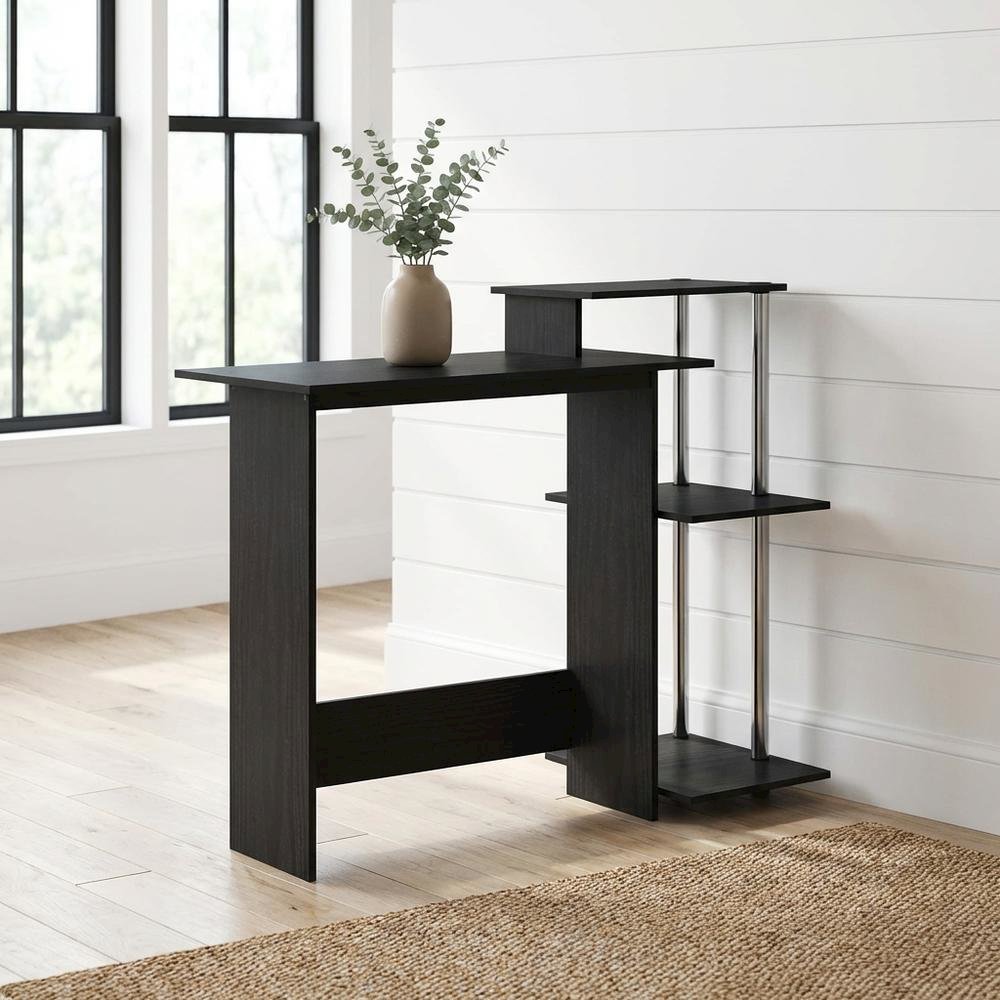 Stainless Steel Laptop Desk with Americano Finish for Home Use
