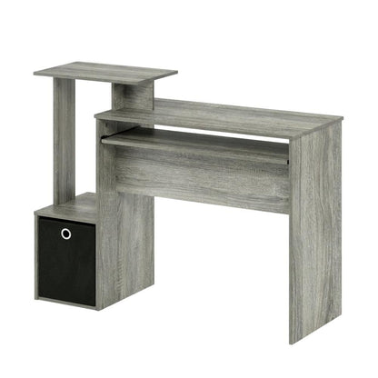 Engineered Wood French Oak Finish Home Office Computer Desk with Storage Bin