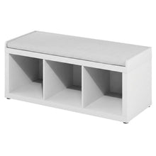 3-Cube Storage Bench, Cushioned Seat, Open Compartments, Entryway Bench
