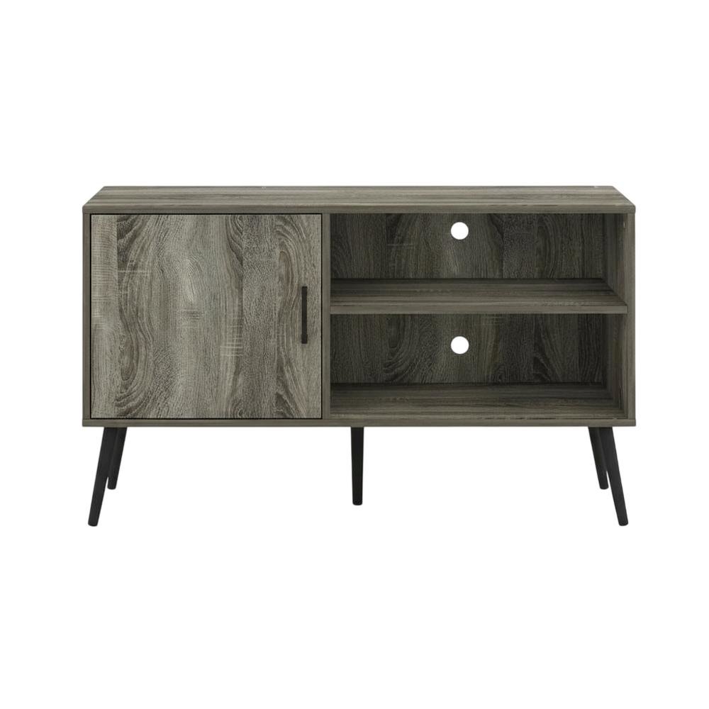 Mid Century Style TV Stand, Engineered Wood Legs, French Oak Grey Finish