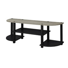 Wide TV entertainment center in French Oak Grey, black, Engineered Wood