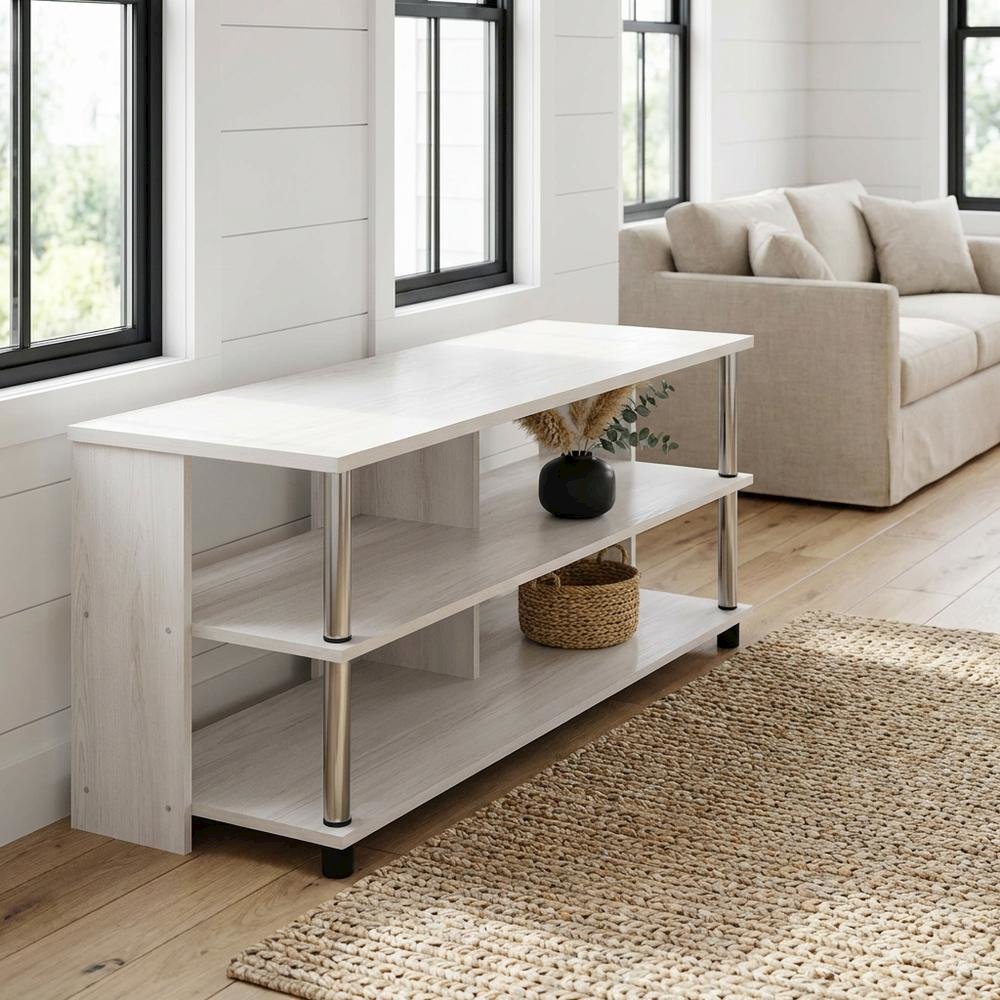 TV Stand, 3-Tier Design, Stainless Steel Tubes, up to 48 inches