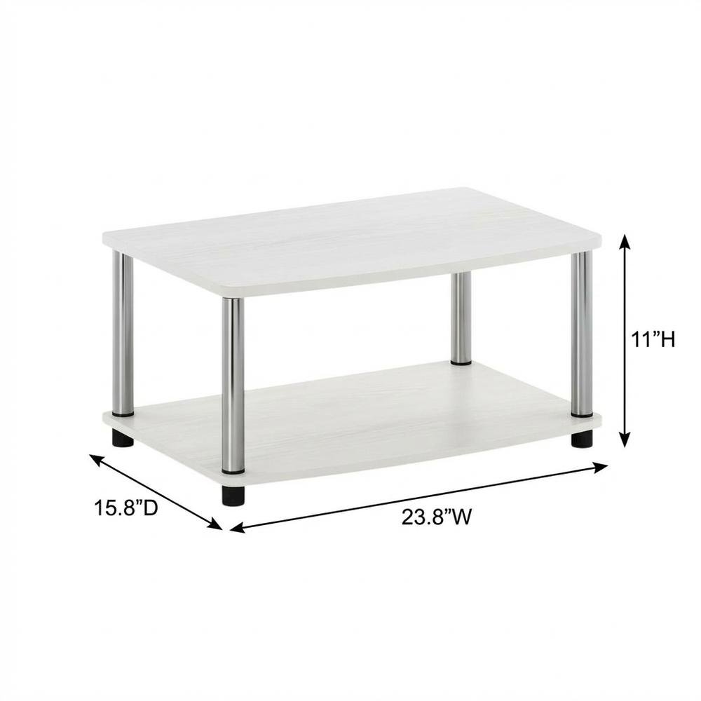 Chrome TV Stand, Elevated 2-Tier Design, Engineered Wood Construction