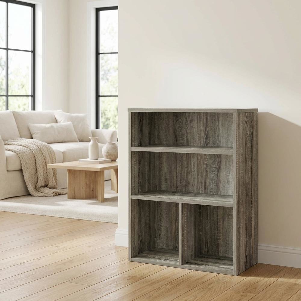 Engineered Wood Bookcase in Warm Brown Finish for Elegant Home Storage