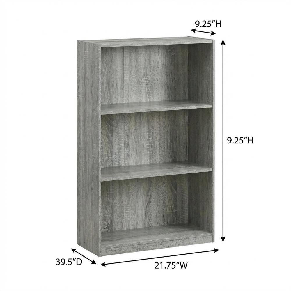 3-Tier Bookcase with Spacious Shelves for Home Storage