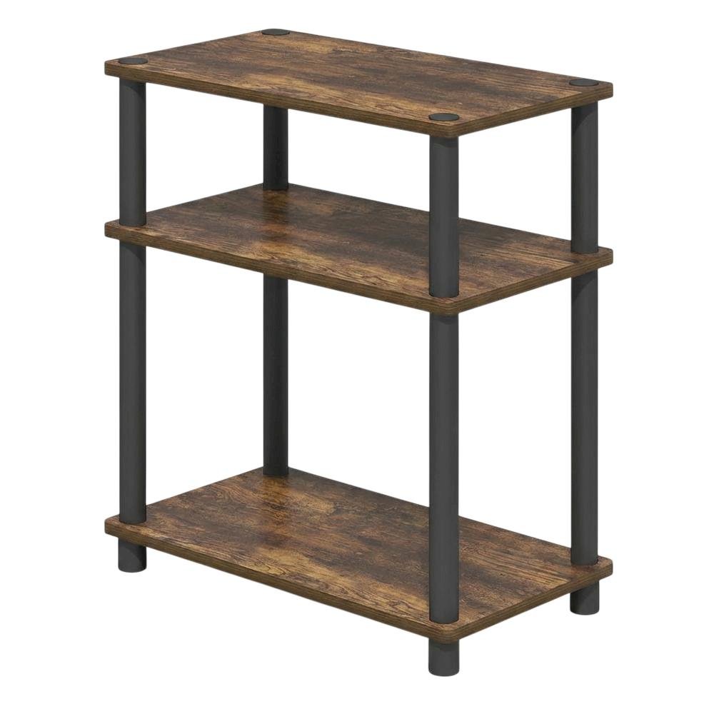 Amber Oak 3-Tier End Table with Multi-Level Storage and Modern Design