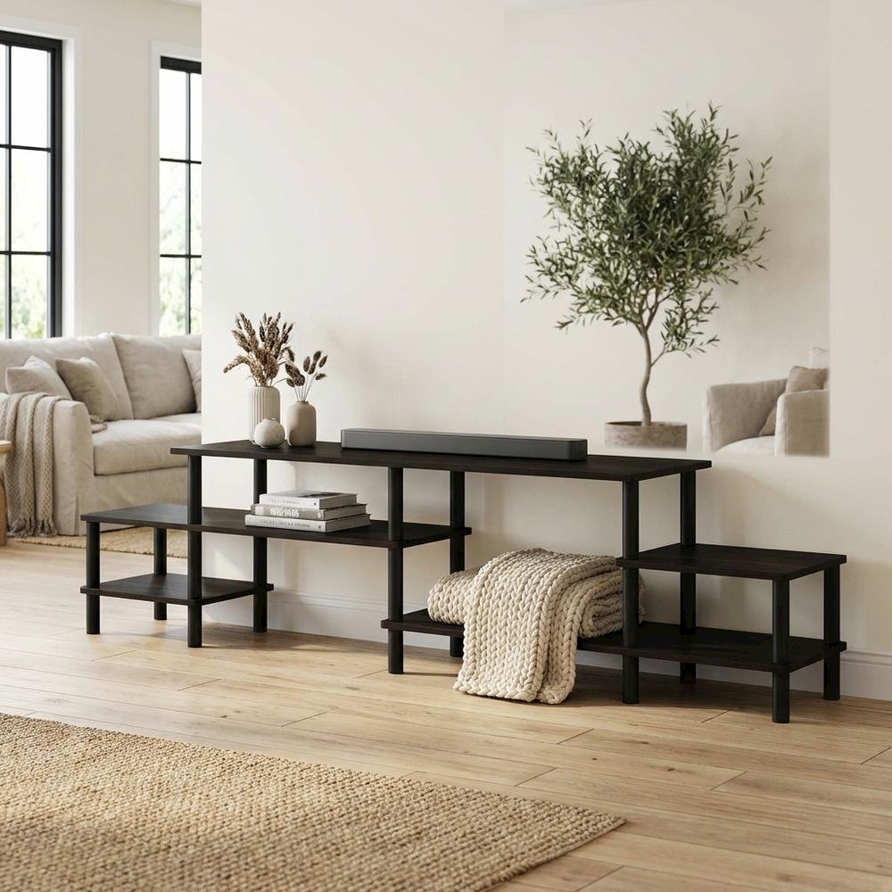 Engineered Wood Entertainment Center for TVs up to 80 Inches with Ample Storage