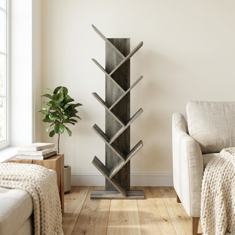 9-Tier Floor Standing Bookcase with Sturdy Engineered Wood Construction