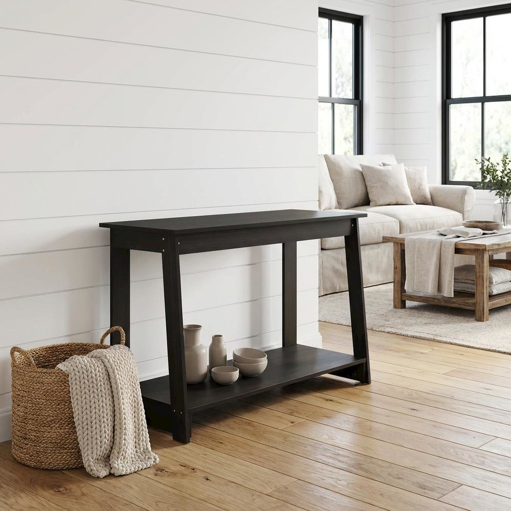 Engineered Wood espresso TV stand with modern design for living room storage