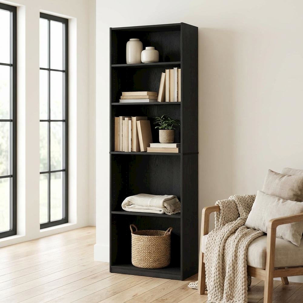 Bookcase with Engineered Wood Finish and Open Shelving for Home Storage