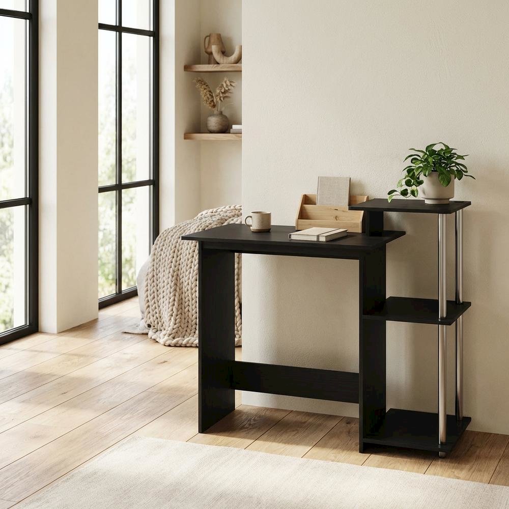 Stainless Steel Laptop Desk with Americano Finish for Home Use