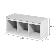 3-Cube Storage Bench, Cushioned Seat, Open Compartments, Entryway Bench