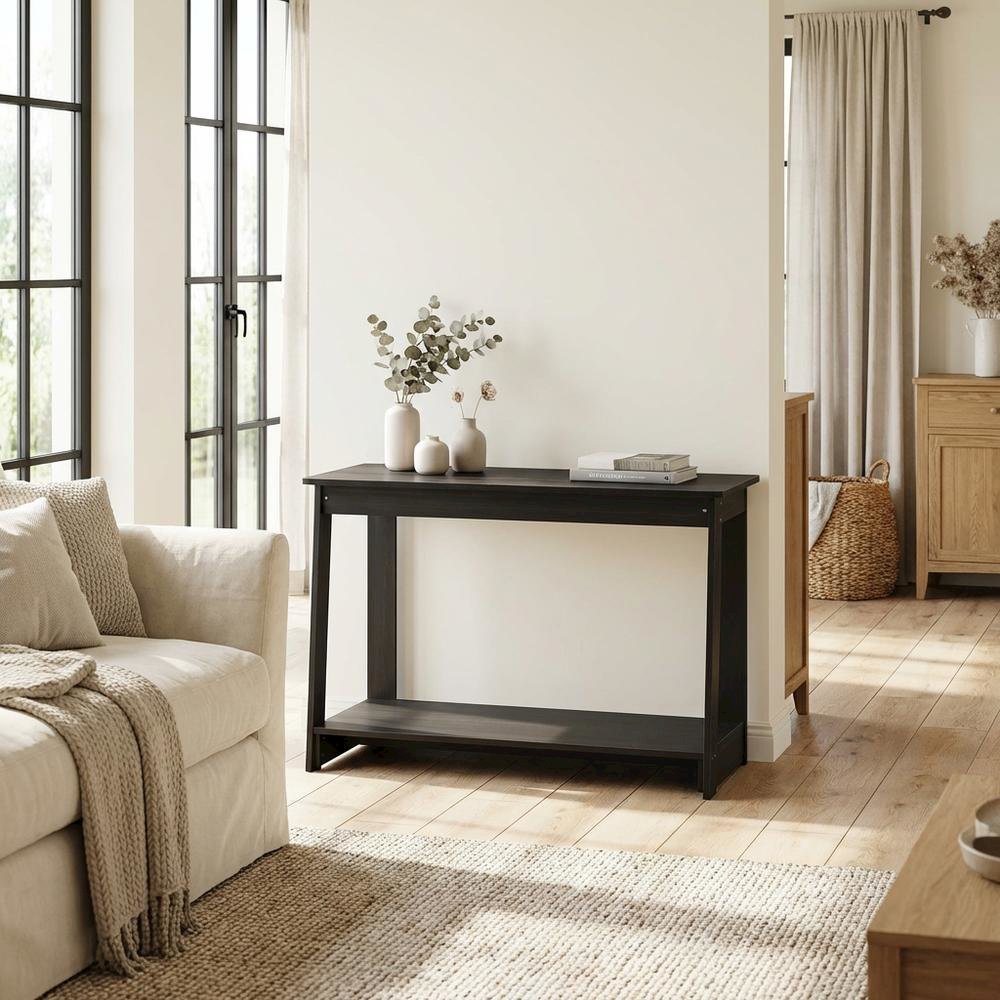Engineered Wood espresso TV stand with modern design for living room storage