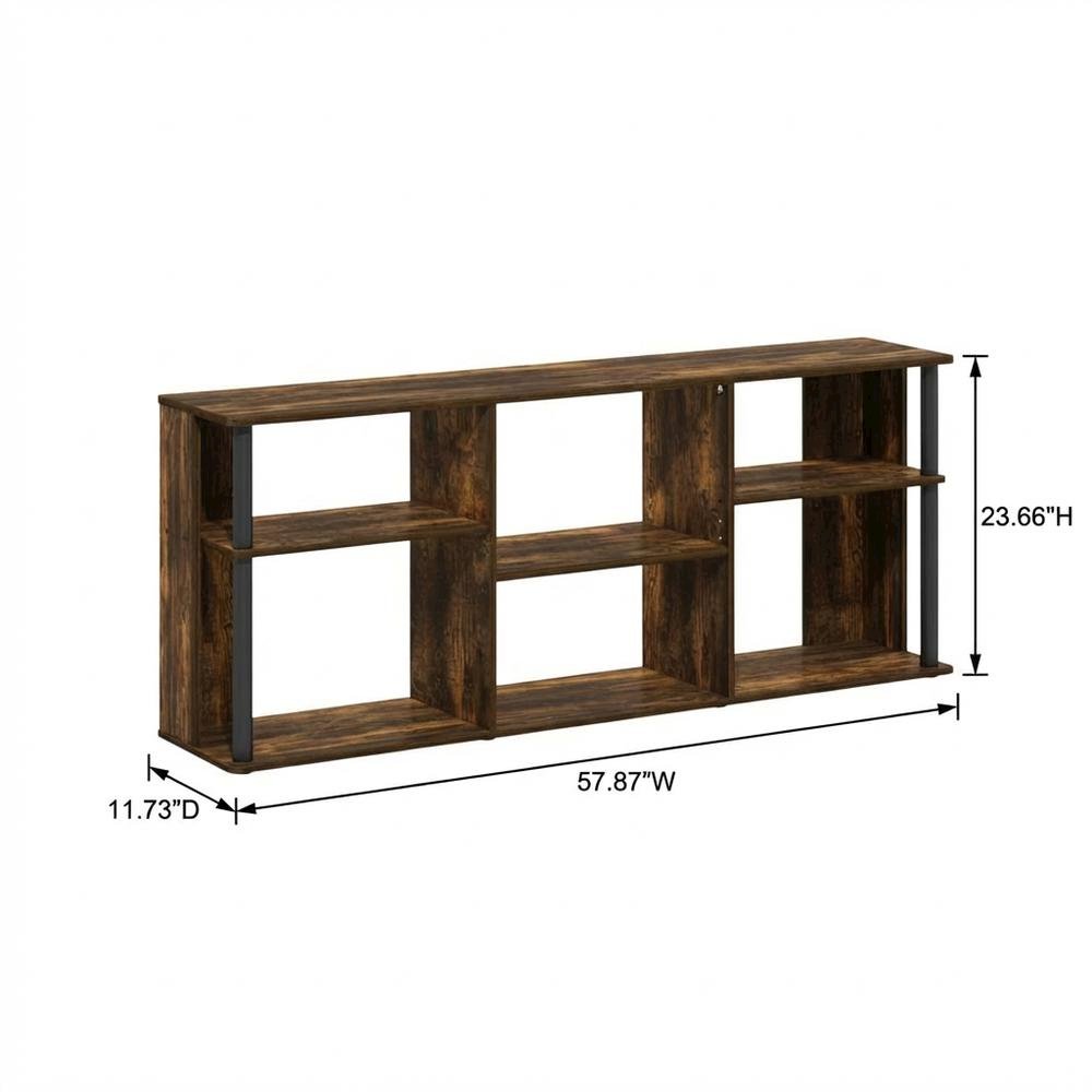 Engineered Wood TV stand with black and amber pine finish
