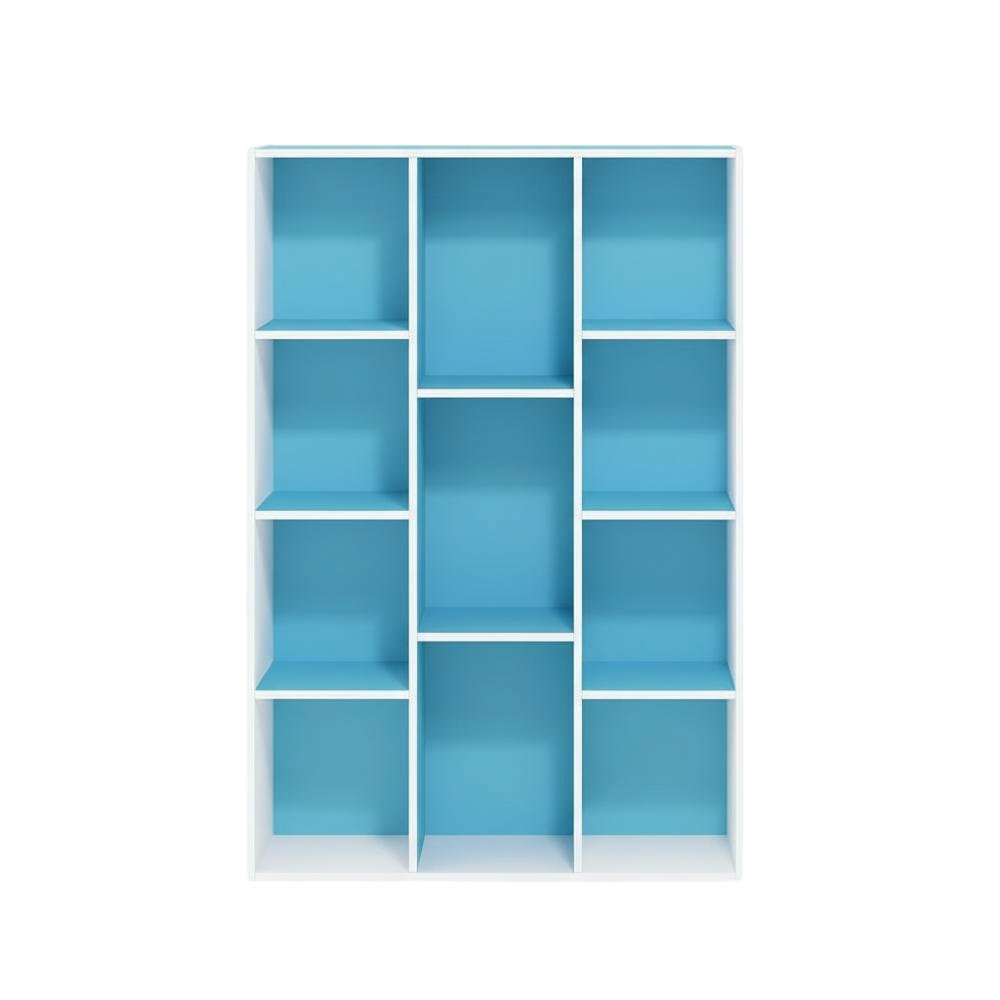Reversible Open Shelf Bookcase in White and Light Blue