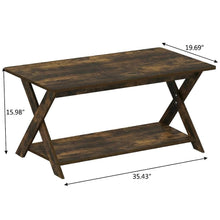 Amber Pine Coffee Table with Criss-Crossed Frame and Modern Minimalist Design