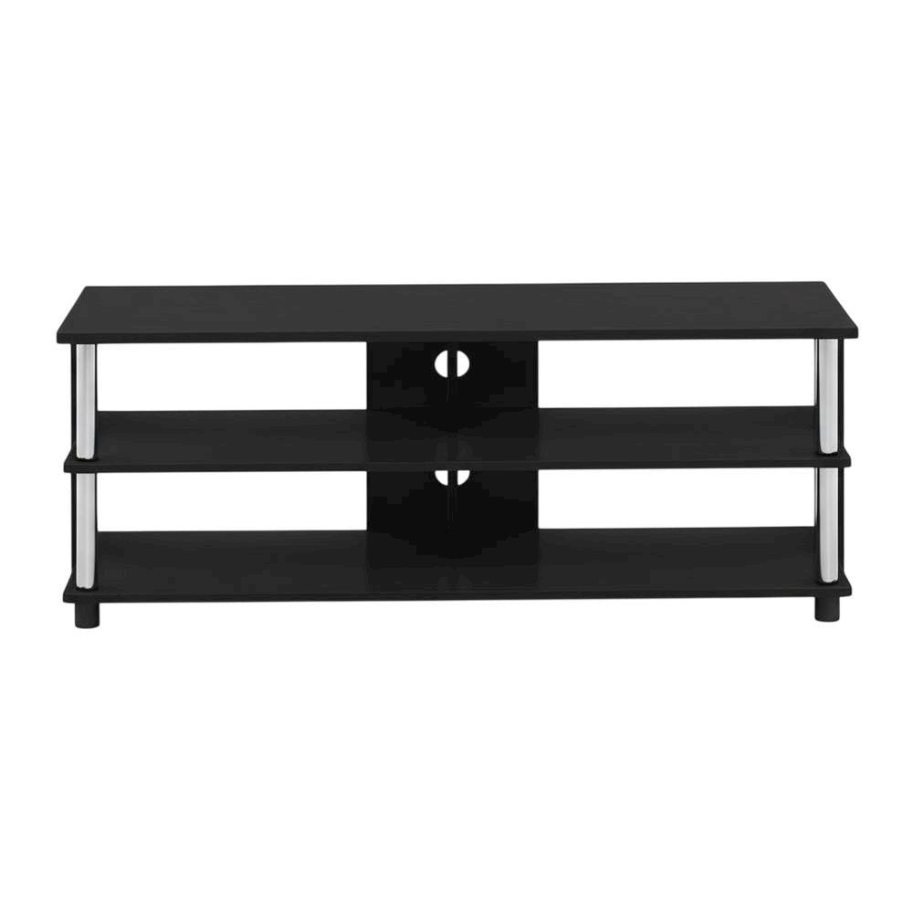 Engineered Wood TV stand in Americano finish with stainless steel tubes
