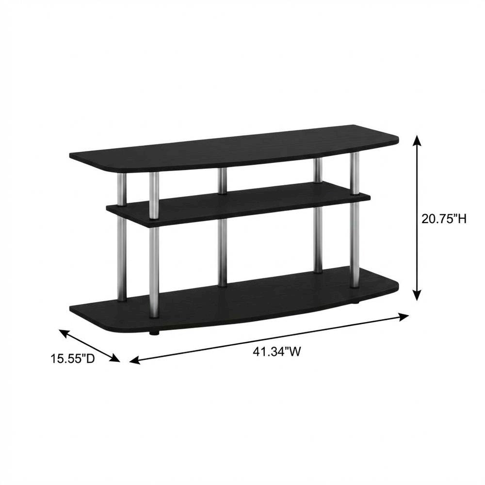 Engineered Wood TV stand in black oak finish, 3-tier open shelves