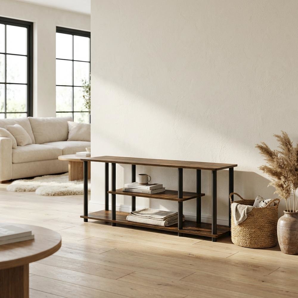 TV Stand with 3-Tier Storage and Engineered Wood Construction